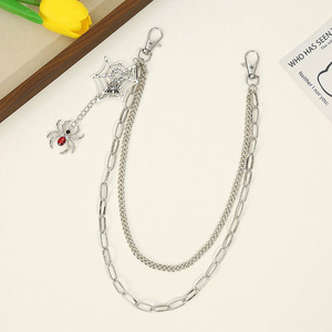 Chaîne de taille style punk multi-couches en métal avec pendentif toile d'araignée pour hommes et femmes, chaîne décorative hip-hop en jean, alliage de zinc blanc K - Product Image 4