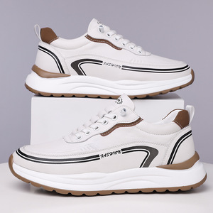 Men's <b>White</b> Sneakers Lightweight Rubber Sole Low <b>Heel</b> Leisure Sport Style Shoes - Product Image 3
