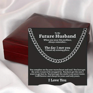 Tryme Gift <span class=keywords><strong>Hip</strong></span> <span class=keywords><strong>Hop</strong></span> Custom To My Son Collares de cadena de eslabones cubanos para hombre con tarjeta y caja para regalo de cumpleaños - Product Image 4