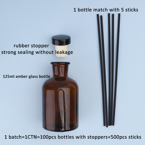 Botella difusora de vidrio ámbar vacía de 125ml, 4oz, para fragancias, botellas de aceites esenciales, regalos de baño para el hogar con tapón, palo difusor - Product Image 6