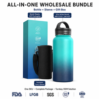 Bouteille d'eau isotherme en acier inoxydable 304 de qualité alimentaire 18/8, revêtement poudré dégradé, logo personnalisé pour les voyages, la salle de sport, les activités de plein air