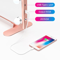 Miroir de maquillage de courtoisie avec 14 ampoules Lumières Grand miroir mural de bureau éclairé avec port de chargeur USB Écran tactile intelligent