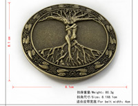 Boucle de ceinture ronde en bronze antique, style western, design original, arbre de vie, décontractée, pour ceinture en cuir, en zinc