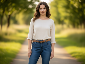 Cintura da Donna con Fibbia a Perno 3,5cm, 110cm, Cintura Casual in Tessuto - Product Image 2