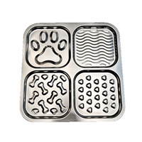 Tapis de léchage pour animaux de compagnie en acier inoxydable 304, antidérapant, pour l'alimentation lente des chats et des chiens, pour aliments pour chats, aliments pour chiens, yaourt