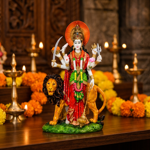 Estatua de Resina de la Diosa Maa Durga con León, Hecha a Mano, Tradicional, Religiosa, Cultural, Ídolo, Figura Decorativa para el Hogar, Diwali, Inauguración de Casa - Product Image 3
