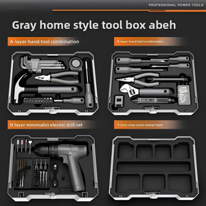 Ensemble d'outils de perçage multifonctionnel pour la maison avec boîte à outils, kit complet de réparation électrique - Product Image 3