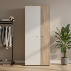 Wooden 2 Door Wardrobe with Shelf and Hanging Rail Modern <strong>Clothes</strong> <strong>Storage</strong> Cupboards <strong>Unit</strong> for Bedroom Furniture - Product Image 3