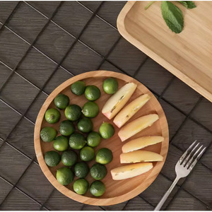 Bamboo Wood <b>Tray</b> Rectangular Round Natural Color Serving Plate For Hotel Coffee <b>Tea</b> Nordic Style Household Tableware - Product Image 4