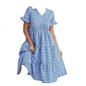 เดรสผู้หญิงทรงเอ สไตล์ลำลอง สง่างาม คอวี แขนสั้น ระบายอากาศได้ดี ความยาวระดับเข่า เอวธรรมชาติ  โลโก้ด้านหน้า เหมาะสำหรับฤดูร้อน - Product Image 3