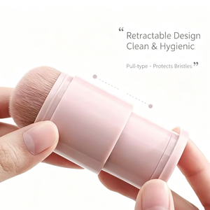 Pinceau à poudre libre rétractable, pinceau de maquillage portable de voyage, poils synthétiques doux, pinceau à blush et fond de teint avec étui de protection - Product Image 4