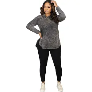 Sharee kaus Jogger wanita, Set dua potong 2023 jatuh lengan panjang cetakan Tie-dye potongan tidak beraturan celana jogging