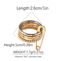 Bagues en acier inoxydable plaqué or 18 carats, style trombone, avec zircon étoile, empilables multicouches, pour femmes - Nouveauté en gros