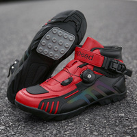 Bottes de moto tout-terrain pour hommes et femmes, toutes saisons, équipement de voyage hivernal, doublure en mesh, tige en cuir microfibre, semelle en caoutchouc