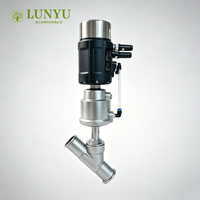 Vanne d'angle proportionnelle pneumatique en acier inoxydable avec régulateur intelligent à commande PLC (4-20mA) et raccord Tri-Clamp