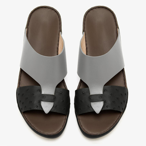 รองเท้าแตะอาหรับทำมือ หนังนกกระจอกเทศ รองเท้าผู้ชาย รองเท้าสั่งทำ โรงงานรองเท้า รอมฎอน ทะเลทราย แคมป์ปิ้ง ใส่ได้ทุกวัน - Product Image 1