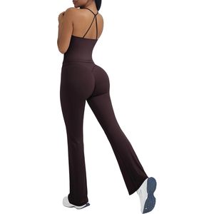 FOXA 2 Piece Workout Set Padded Tank Top <b>Flare</b> <b>Leggings</b> Pilates Outfit Women Yoga Sets Spandex Polyester Four Way Stretch - Product Image 1
