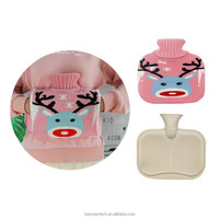 Nouvelle housse de bouteille d'eau chaude longue en peluche, motif animal de dessin animé, chauffe-mains unisexe, pour les fêtes, automne-hiver, bouteille d'eau chaude chaude