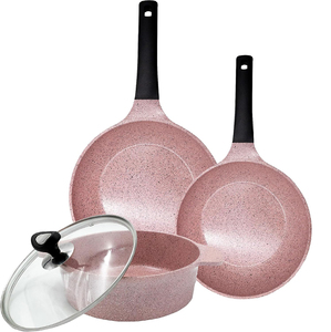 Juego de Ollas y Sartenes Modernas con Revestimiento Cerámico, Asas de Baquelita Suaves al Tacto, Tapas de Vidrio Transparente, Juego de Utensilios de Cocina de Aleación de Aluminio Fundido para Gas - Product Image 1
