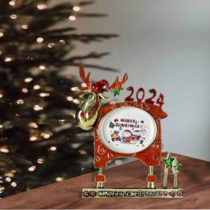 إطار صور غزال عيد الميلاد 4x6in ، جدار ندفة الثلج المعدني مع الزجاج المقسى ، هدية منزلية احتفالية - Product Image 2