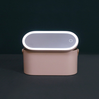 Caja Organizadora de Maquillaje LED Inteligente Portátil con Espejo HD, Estuche de Almacenamiento de Cosméticos de Viaje, Espejo de Belleza Recargable con Luz Regulable