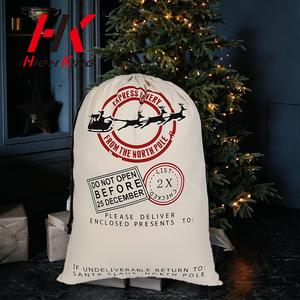High <strong>King</strong> Factory Wholesale Eco Friendly Cotton Canvas <strong>Xmas</strong> Large Drawstring Santa Sacks Gift Bags 50x70cm - Product Image 2