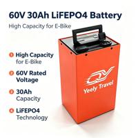 Batterie LiFePO4 60V 30Ah/50Ah au phosphate de fer et de lithium avec BMS intelligent intégré, cellule compacte à haute puissance pour vélo électrique