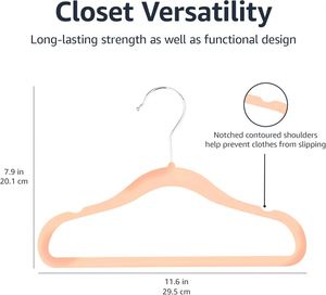 Kids Velvet Coat <b>Hangers</b> Custom Color Non Slip Stainless Steel Hooks Thin & Light Wardrobe Use High Quality Children's <b>Hanger</b> - Product Image 3