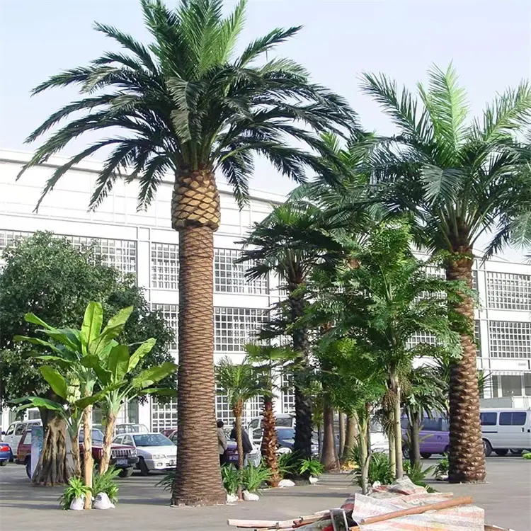 Venta al por mayor hacer tipos de palmeras plantas artificiales y vegetación interior y exterior ornamental artificial gran fecha palmera