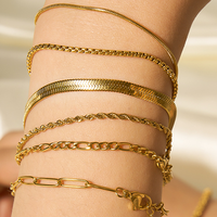 Bracelets empilables en chaîne pour femmes, bijoux fantaisie, plaqués or, en acier inoxydable, résistants à l'eau, avec maillons ovales en forme de corde, ensemble de bijoux