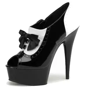Black stiletto 15cm fish mouth large sandals Club pole dance high heels fashion sexy stiletto model show large women's shoes