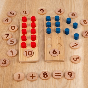 Tableau de calcul Montessori en bois à dix chiffres pour l'éducation précoce des enfants, jouet de puzzle de mathématiques pour l'addition et la soustraction avec grille à dix cases - Product Image 3
