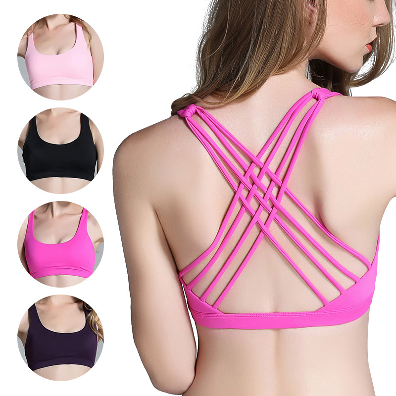 Blue Beauty Cross Back Wireless Yoga Sports Bra Spandex/Nylon Medium Support V-neck Breathable Four-Way Stretch Plus Size