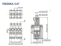 Bloque de terminales de latón enchufable de 2-16 pines, paso de 3.81 mm, conector de cable PCB macho-hembra
