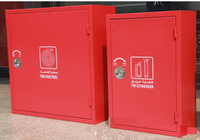 Armoire anti-feu rouge à double porte 1050*750*250mm en acier au carbone (1,0mm) avec enrouleur de tuyau d'incendie 1''x30m, extincteur à poudre sèche