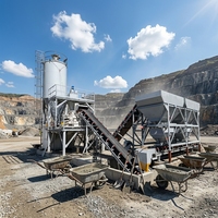 Centrale à béton pour travaux d'ingénierie civile 100m³/h avec contrôle PLC, silos de stockage de ciment et d'additifs électriques 200KW