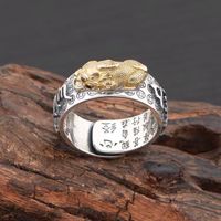 Bague Vintage Argent Attirant Bravo pour Hommes Bijoux de Mode Lucky Six Caractère True Words Bague PIXIU
