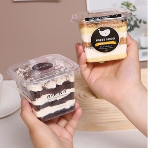 Venta al por Mayor Caja Cuadrada Transparente de Plástico PET de 400 ml <span class=keywords><strong>para</strong></span> Pasteles, Postres, Pudin de <span class=keywords><strong>Frutas</strong></span>, Helados y Mousses - Product Image 4