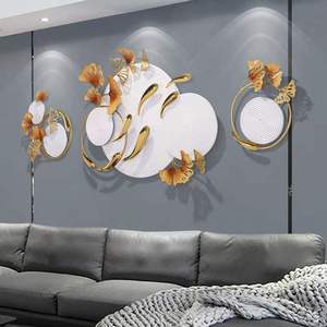 Decorazione da Parete in Metallo Dorato Creativa 150-180cm, Arte Moderna con Pesci e Foglie, Arredo Casa, Spedizione Rapida DDP - Product Image 3