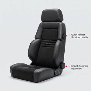 Asiento Deportivo 1081BQL de Cuero Genuino y PVC, Universal, Ajustable, de Liberación Rápida, Plegable hacia Adelante, para Autos de 2 Puertas y Simulación de Carreras - Product Image 4