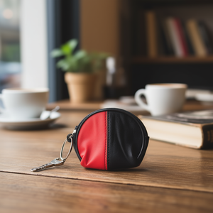 Portamonete Angelina De Paris in Pelle Rossa e Nera, Portachiavi Rotondo 600/Caja Ref50092 - Product Image 2