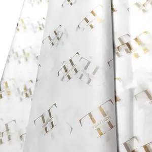 Papel de tecido para roupas com logotipo personalizado impresso, papel de embrulho para presente, cor ouro rosa, logotipo para sapatos e flores