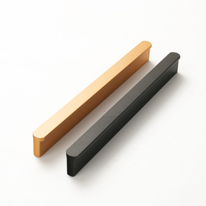 Poignées de porte de placard en alliage d'aluminium noir et or, style moderne et minimaliste - Product Image 2