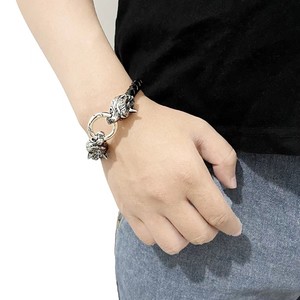 Pulsera de Cuero Trenzado con Cabeza de Lobo Estilo Vikingo Nórdico <span class=keywords><strong>para</strong></span> Hombre, Joyería Dominante - Product Image 2