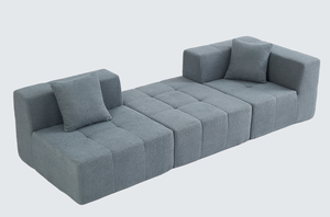 Conjunto de Sofás Seccionales Modulares Modernos, Tapicería de Franela, Patas de Madera, Diseño Cuadrado sin Brazos, Garantía de 5 Años - Product Image 6