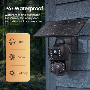 Caméra de sécurité solaire PTZ 4G WiFi AOV avec projecteur, en métal, étanche IP66, H.265, 10W, <span class=keywords><strong>20100mAh</strong></span>, double objectif grand angle, PIR, carte mémoire - Product Image 1