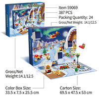Calendario de Adviento de Navidad, juego de bloques de construcción, juguete de construcción STEM, modelo de pueblo de invierno, kit de cuenta regresiva para las fiestas, regalo para niños