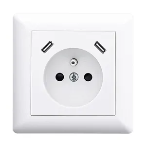 TUV zugelassen 16 A 250 V Polen französischer Standard 2P+T französische Steckdosen Schuko Steckdose mit 20 W Schnellladegerät PD 3.0 USB 2*Typ-C