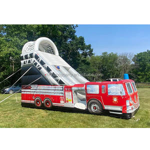 Château sautant gonflable de Chambre de rebond de glissière de camion de pompiers avec le ventilateur pour des adultes - Product Image 4
