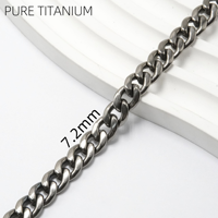 Medical Grade Pure Titanium Miami Cuban Link Chain Necklace 7.2mm Hypoallergenic Custom Jewelry REACH Salt Spray Test Passed